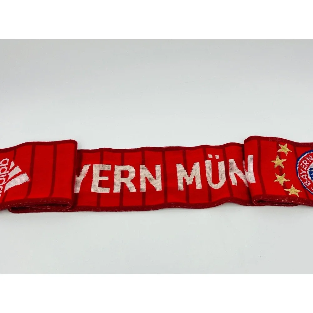 Adidas FC Bayern Munchen Scarf Soccer Footbal Red Knit Fringe